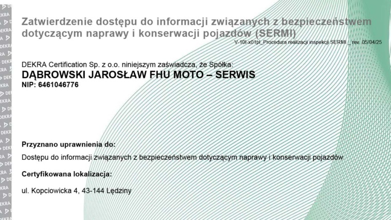 warsztat certyfikowany sermi